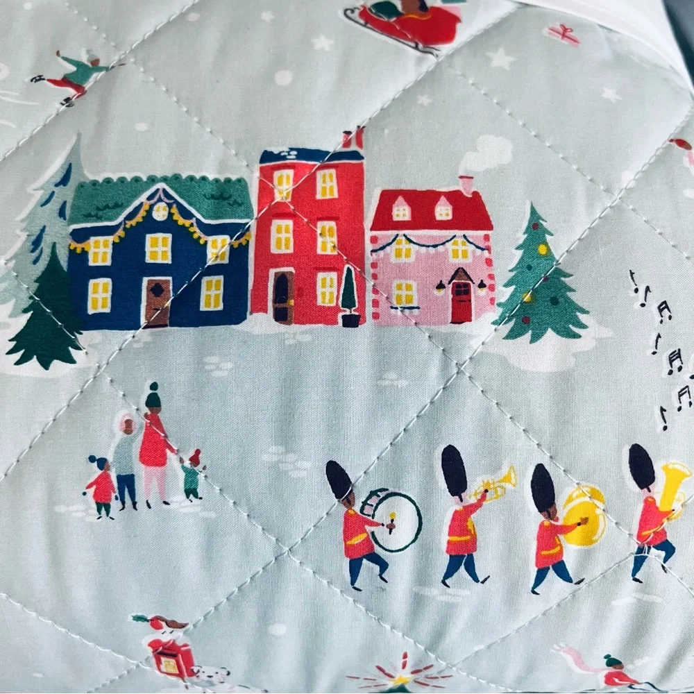 ⚡️Cath Kidston® London Holidays SNOW DAY-DUCK EGG Cotton Quilt, Queen Size, NWT